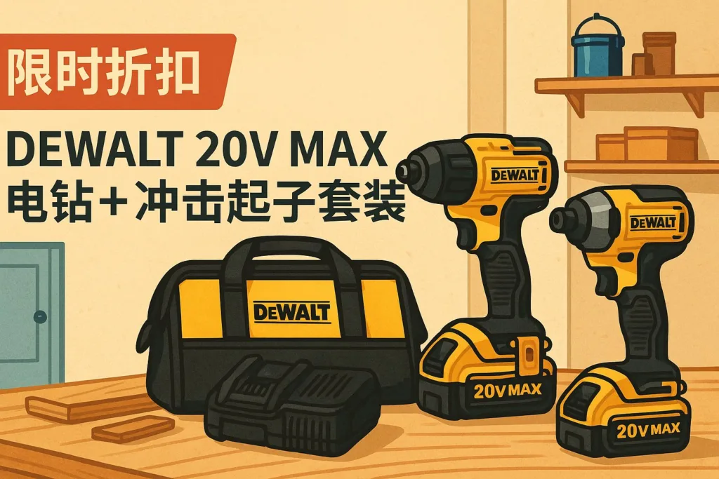 DEWALT 20V MAX电钻 + 冲击起子套装 折扣优惠详情